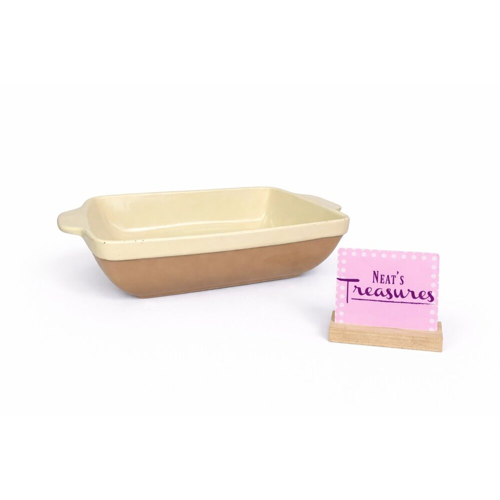 Natural Elements Beige Taupe 4Qt Tab Handle Stoneware Lasagna Casserole Dish Pan